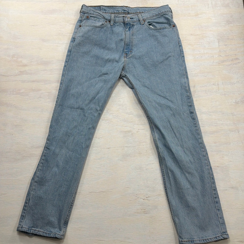 Levis Jeans 505 Regular Fit Straight Leg Light Wash Blue Mens W36 L30
